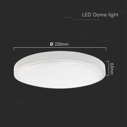 Plafonnier salle de bain LED/18W/230V 4000K IP44 d. 22,5 cm blanc