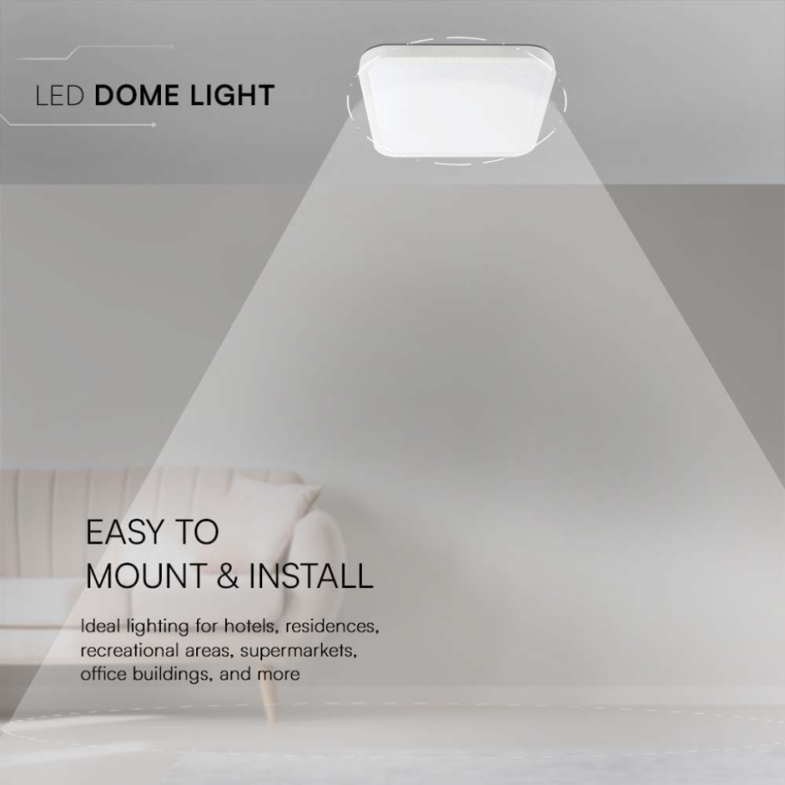 Plafonnier salle de bain LED/18W/230V 6500K IP44 25x25 cm blanc