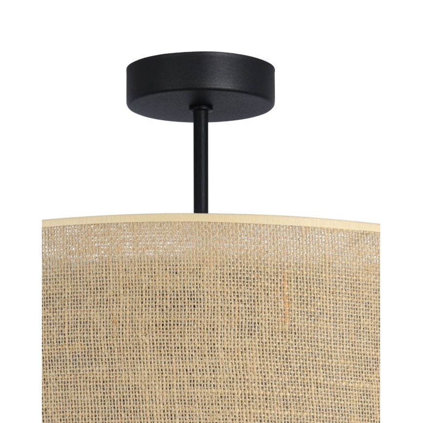 Plafonnier SARTA 1xE27/60W/230V, diam. 45 cm, noir/jute