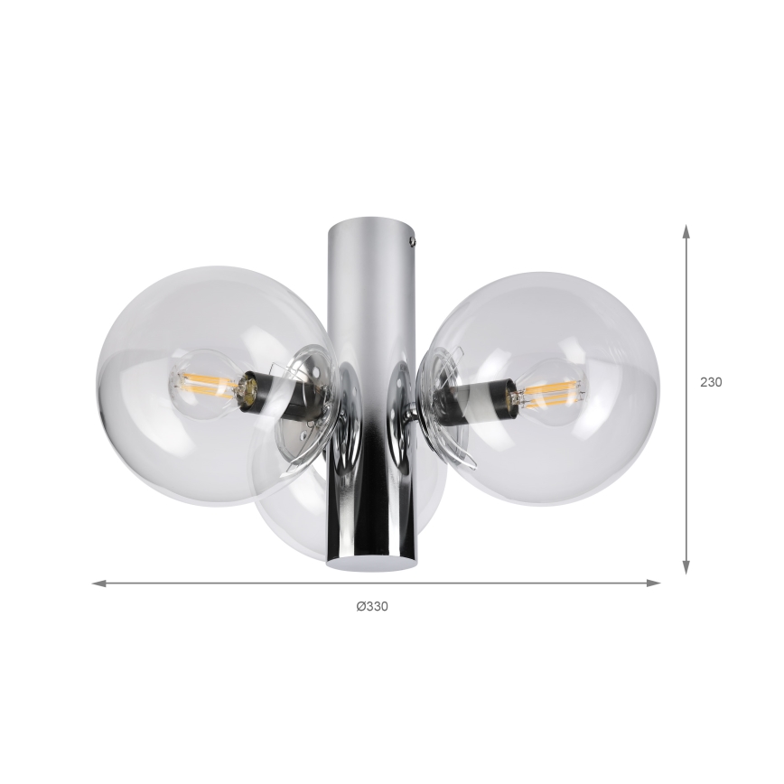 Plafonnier SFERIO 3xE14/5W/230V chrome brillant/transparent