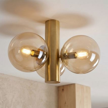 Plafonnier SFERIO 3xE14/5W/230V laiton/beige fumé