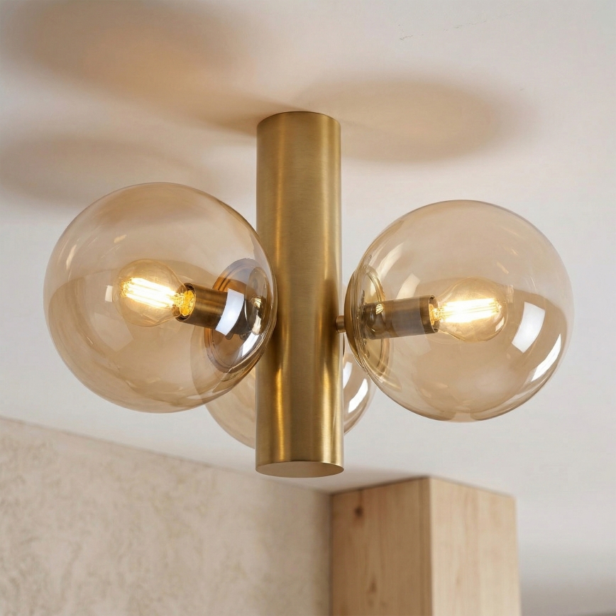 Plafonnier SFERIO 3xE14/5W/230V laiton/beige fumé