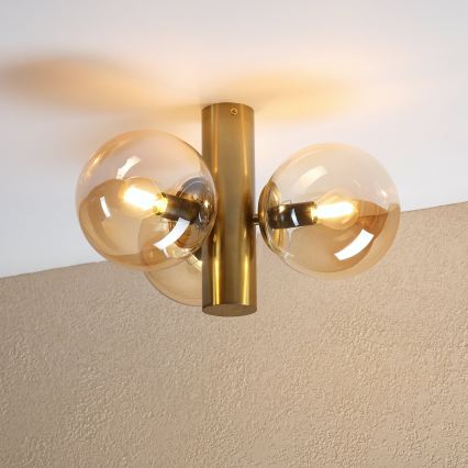 Plafonnier SFERIO 3xE14/5W/230V laiton/beige fumé
