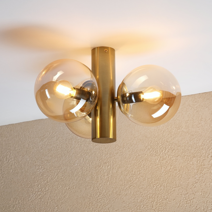 Plafonnier SFERIO 3xE14/5W/230V laiton/beige fumé