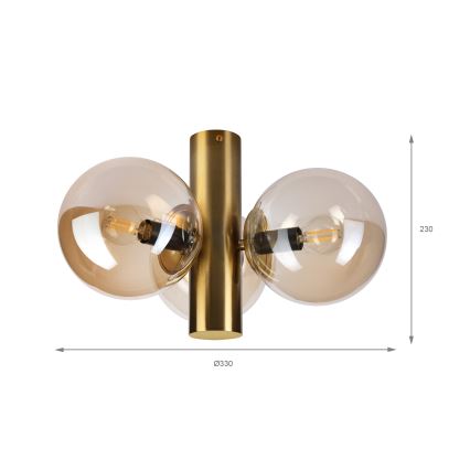 Plafonnier SFERIO 3xE14/5W/230V laiton/beige fumé