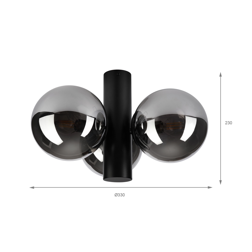 Plafonnier SFERIO 3xE14/5W/230V noir/noir fumé