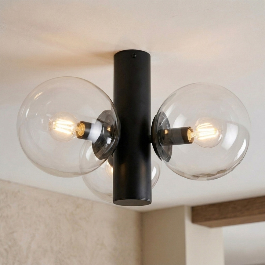 Plafonnier SFERIO 3xE14/5W/230V noir/transparent