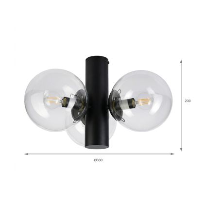 Plafonnier SFERIO 3xE14/5W/230V noir/transparent