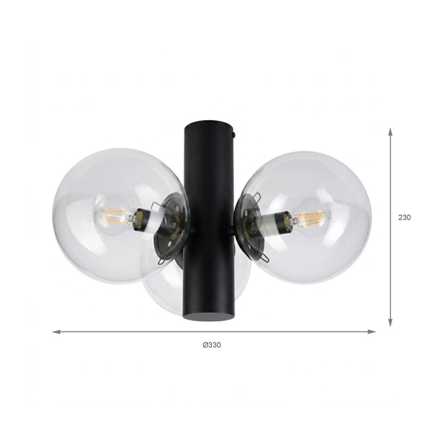 Plafonnier SFERIO 3xE14/5W/230V noir/transparent