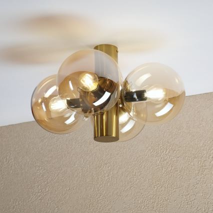 Plafonnier SFERIO 4xE14/5W/230V laiton/beige fumé