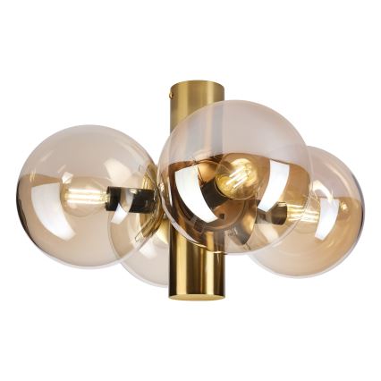 Plafonnier SFERIO 4xE14/5W/230V laiton/beige fumé