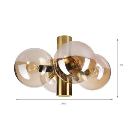 Plafonnier SFERIO 4xE14/5W/230V laiton/beige fumé