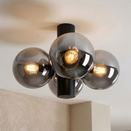 Plafonnier SFERIO 4xE14/5W/230V noir/noir fumé