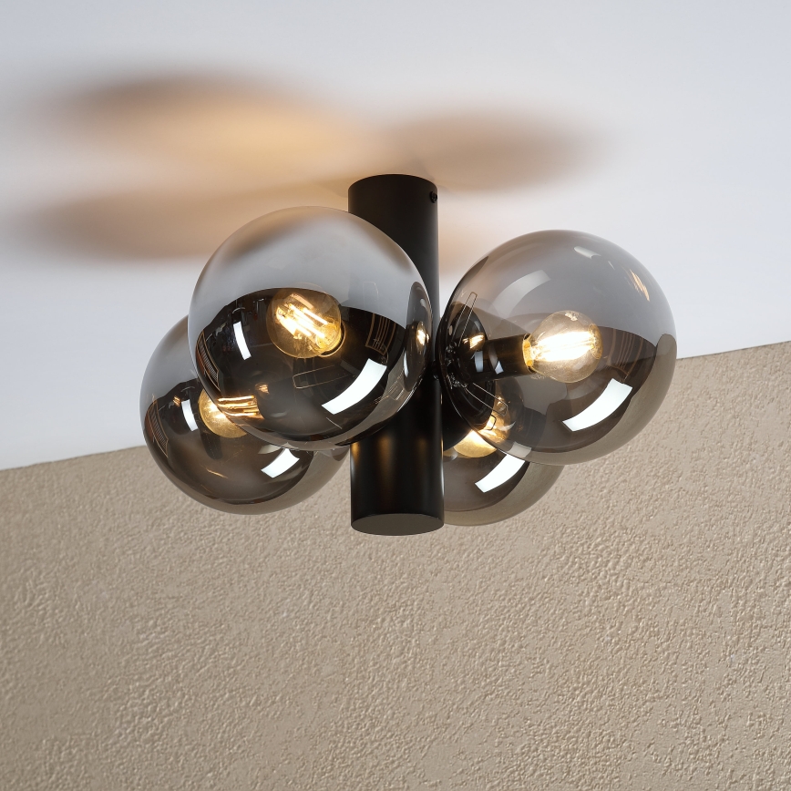 Plafonnier SFERIO 4xE14/5W/230V noir/noir fumé