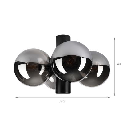 Plafonnier SFERIO 4xE14/5W/230V noir/noir fumé
