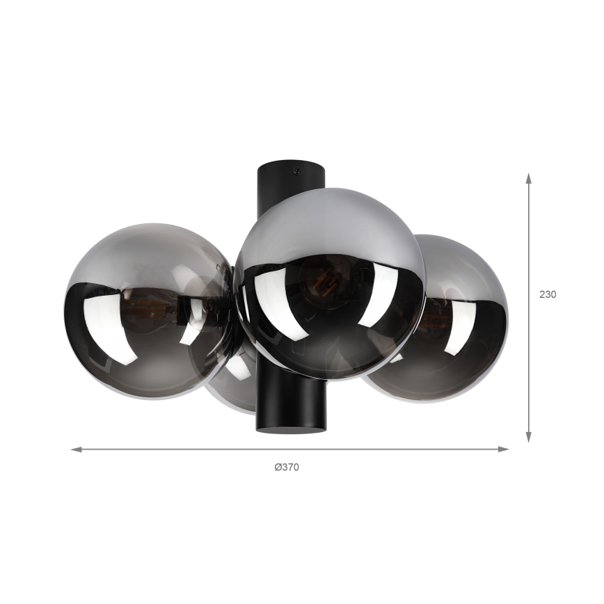 Plafonnier SFERIO 4xE14/5W/230V noir/noir fumé