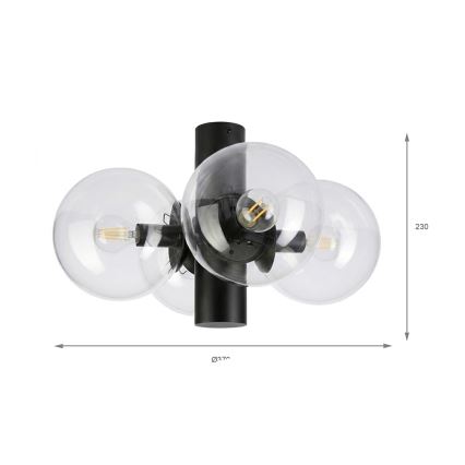 Plafonnier SFERIO 4xE14/5W/230V noir/transparent
