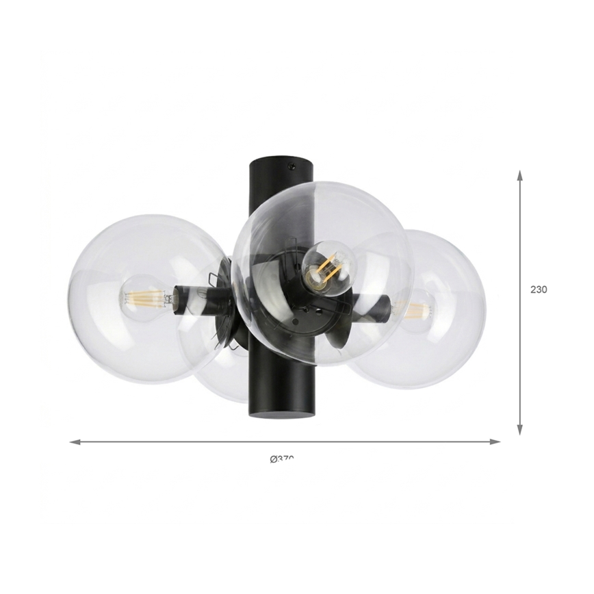 Plafonnier SFERIO 4xE14/5W/230V noir/transparent