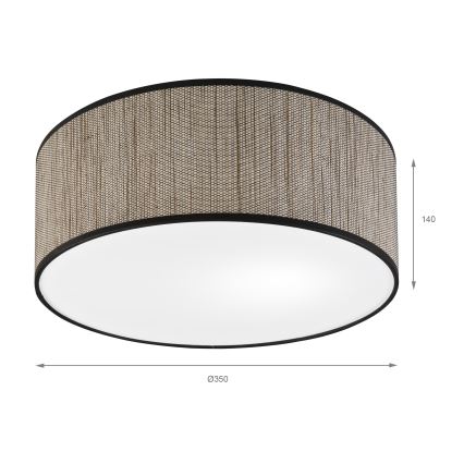 Plafonnier SIRJA 2xE27/15W/230V Ø 35 cm brun