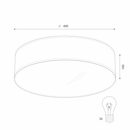Plafonnier SIRJA 2xE27/15W/230V Ø 45 cm blanc
