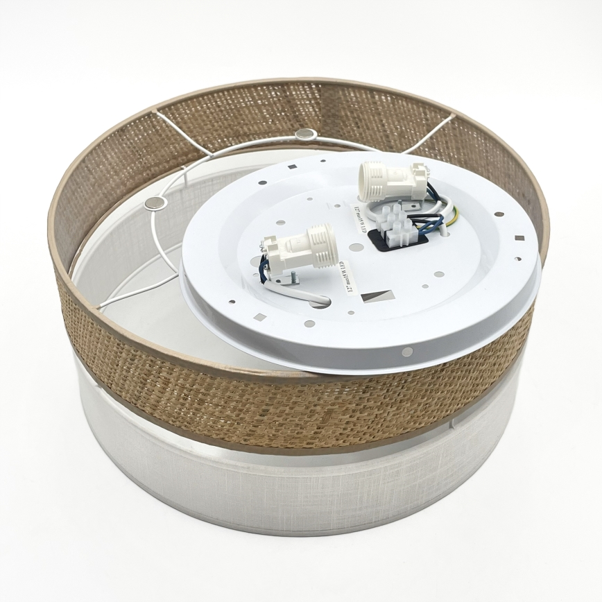 Plafonnier SIRJA DOUBLE BOHO 2xE14/15W/230V Ø 35 cm beige/blanc