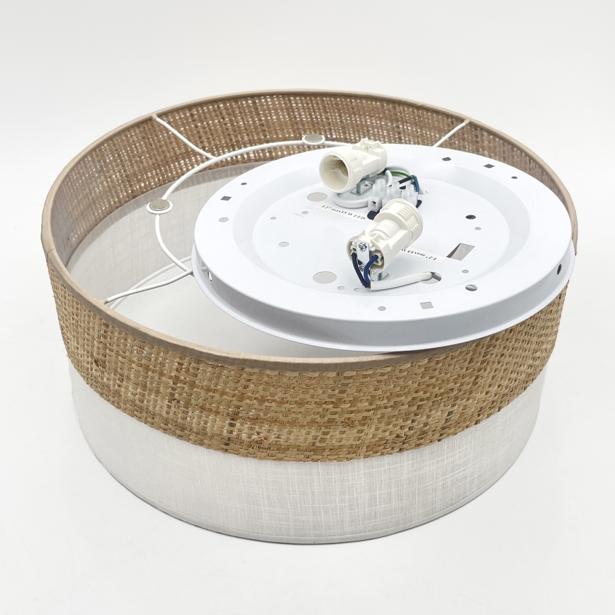 Plafonnier SIRJA DOUBLE BOHO 2xE14/15W/230V Ø 35 cm beige/blanc