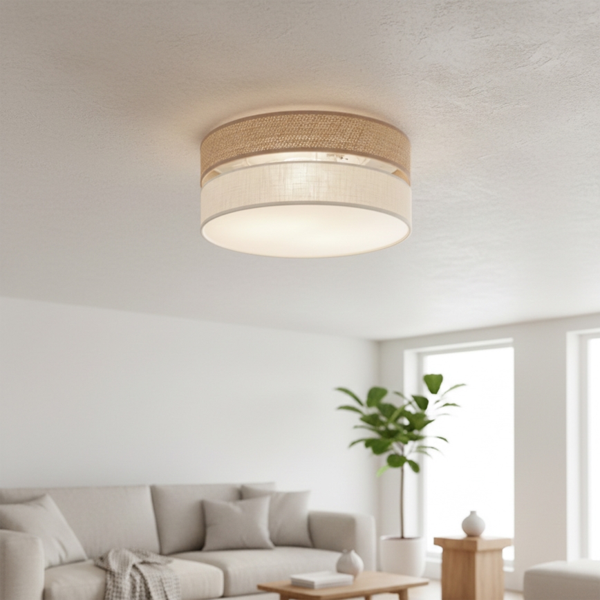 Plafonnier SIRJA DOUBLE BOHO 2xE14/15W/230V Ø 35 cm beige/crème