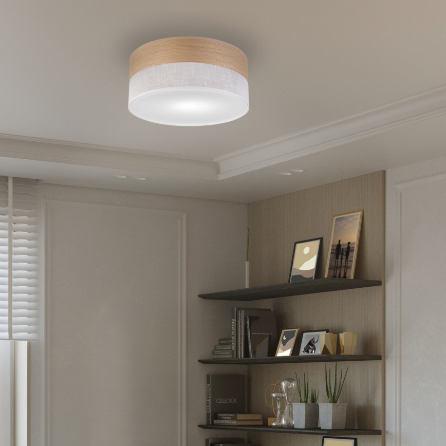 Plafonnier SIRJA WOOD 1xE27/15W/230V d. 35 cm blanc/chêne