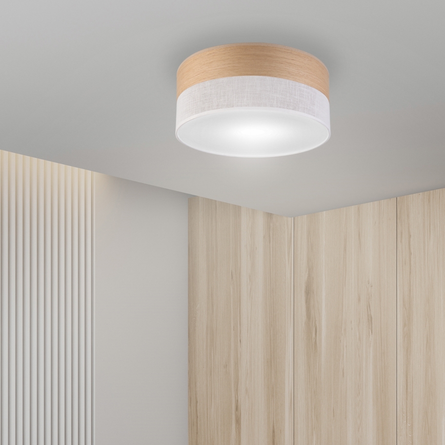 Plafonnier SIRJA WOOD 1xE27/15W/230V d. 35 cm blanc/chêne