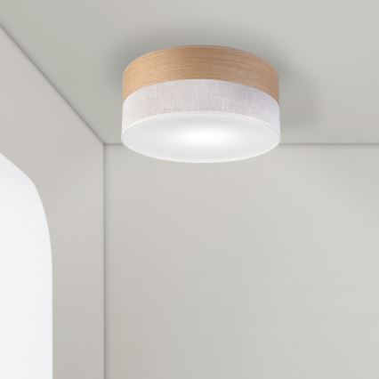 Plafonnier SIRJA WOOD 1xE27/15W/230V d. 35 cm blanc/chêne