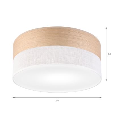 Plafonnier SIRJA WOOD 1xE27/15W/230V d. 35 cm blanc/chêne