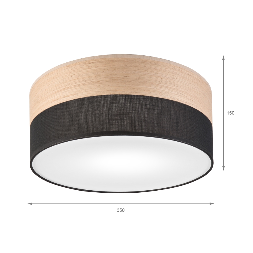 Plafonnier SIRJA WOOD 1xE27/15W/230V d. 35 cm noir/chêne