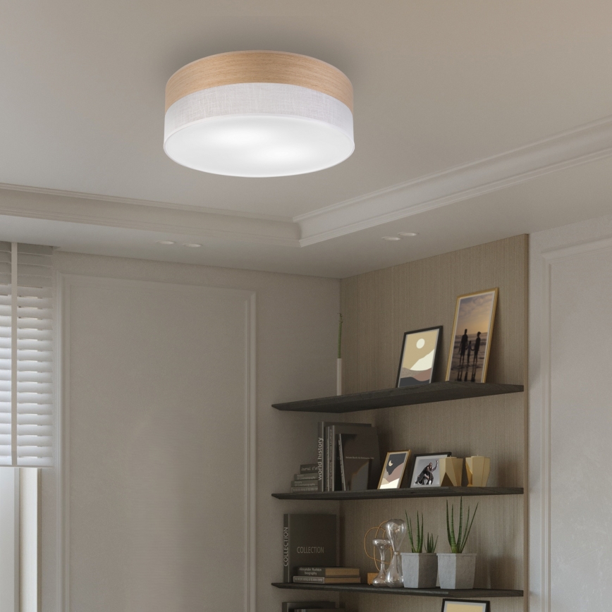 Plafonnier SIRJA WOOD 2xE27/15W/230V d. 45 cm blanc/chêne