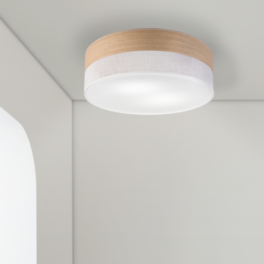 Plafonnier SIRJA WOOD 2xE27/15W/230V d. 45 cm blanc/chêne