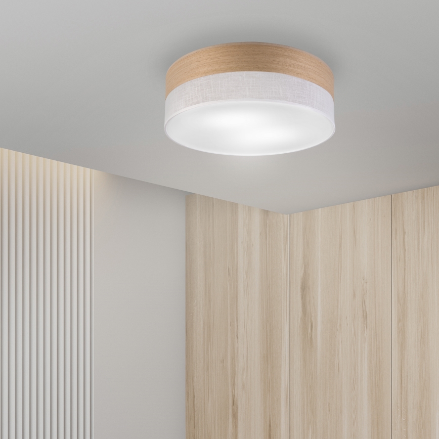 Plafonnier SIRJA WOOD 2xE27/15W/230V d. 45 cm blanc/chêne
