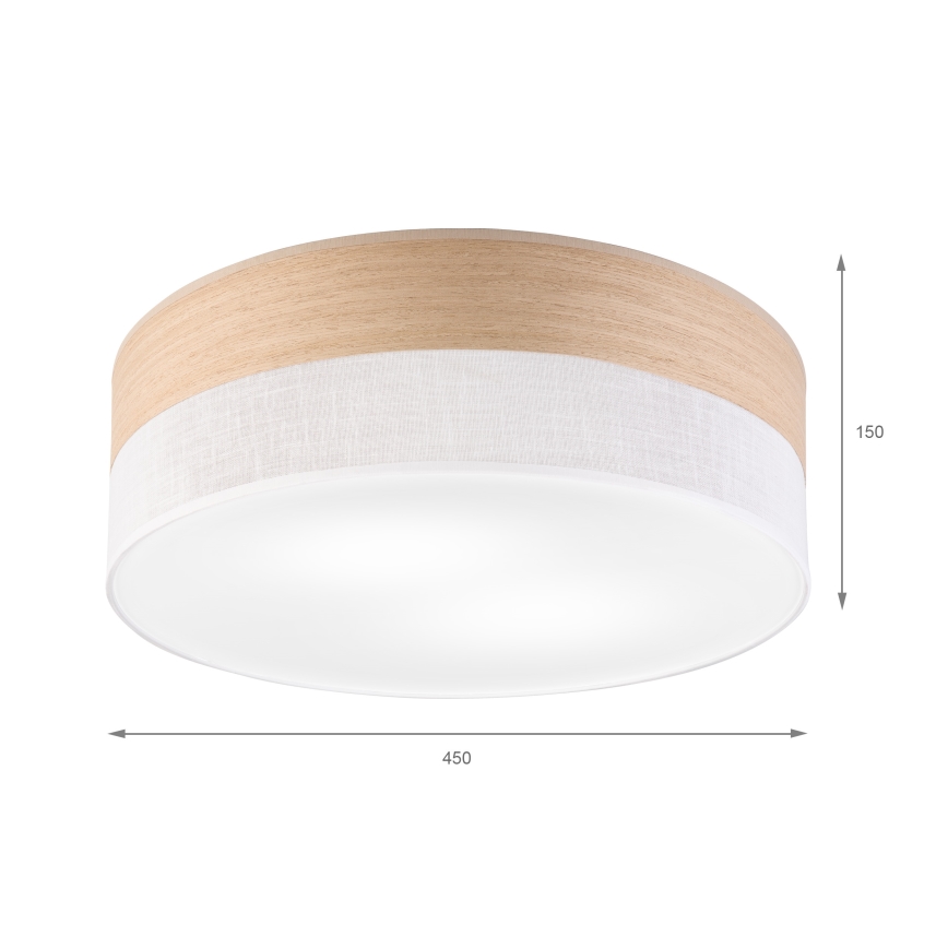 Plafonnier SIRJA WOOD 2xE27/15W/230V d. 45 cm blanc/chêne