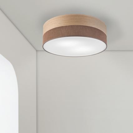 Plafonnier SIRJA WOOD 2xE27/15W/230V d. 45 cm marron/chêne