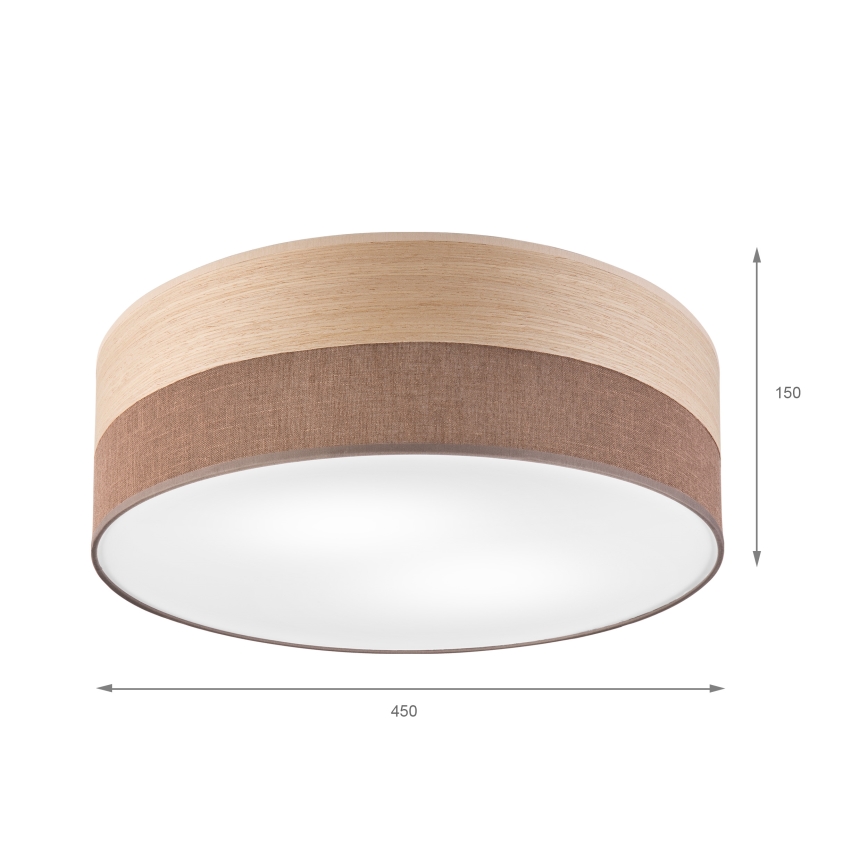 Plafonnier SIRJA WOOD 2xE27/15W/230V d. 45 cm marron/chêne