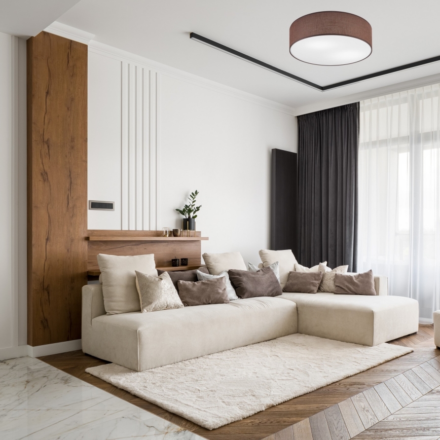 Plafonnier SIRJA — 2 × E27 (15 W), 230 V, Ø 45 cm, brun