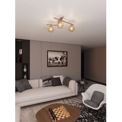 Plafonnier SMART 3xE14/10W/230V beige/beige fumé