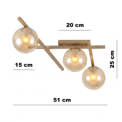 Plafonnier SMART 3xE14/10W/230V beige/beige fumé