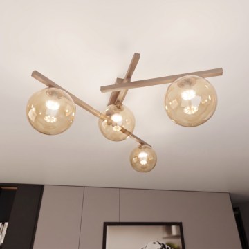 Plafonnier SMART 4xE14/10W/230V beige/beige fumé