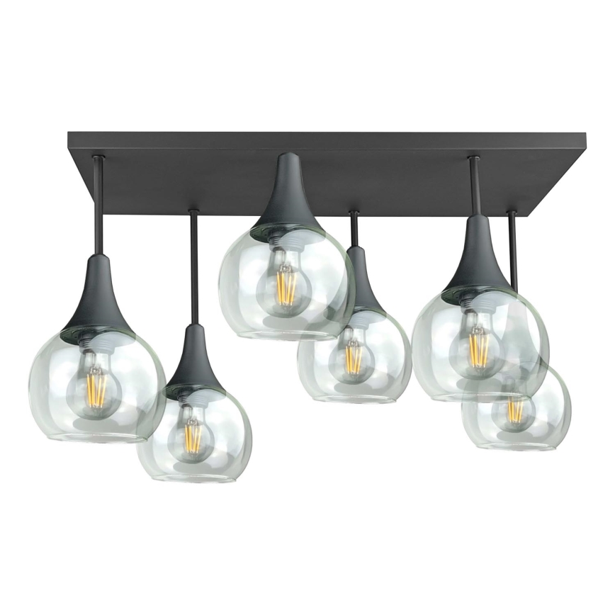 Plafonnier SOMA 6xE27/60W/230V noir/transparent