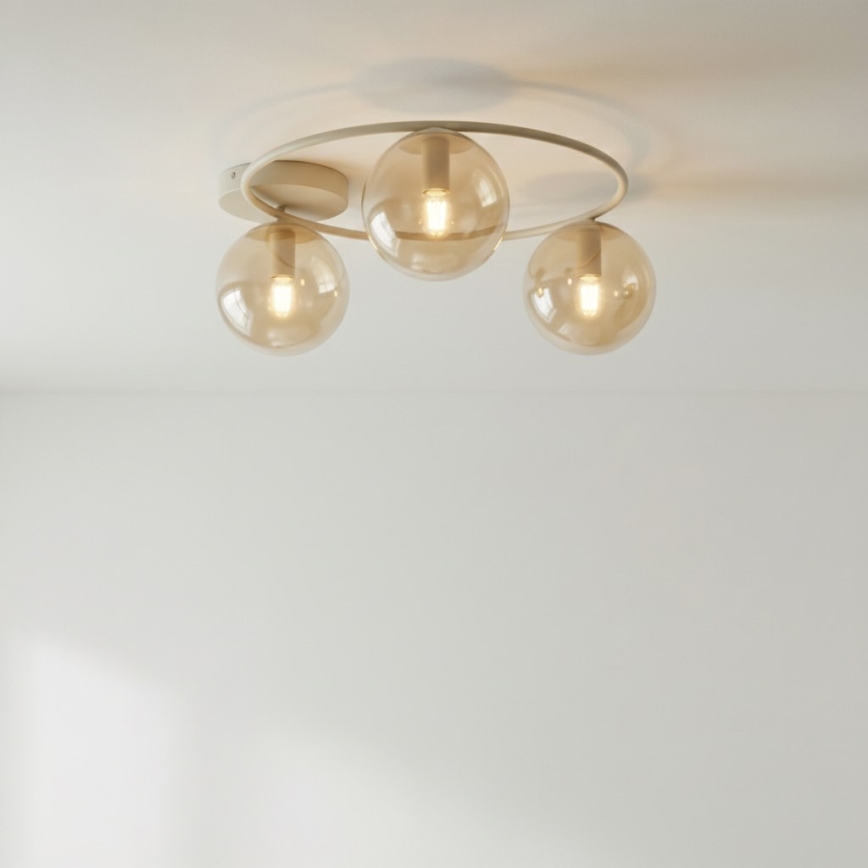 Plafonnier SOPRA 3xE14/10W/230V beige/beige fumé