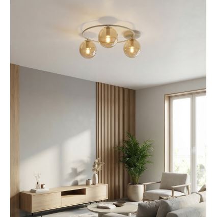 Plafonnier SOPRA 3xE14/10W/230V beige/beige fumé