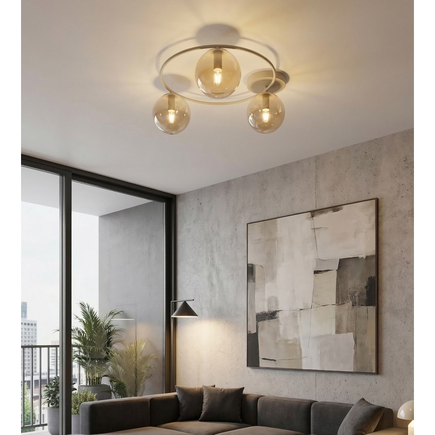 Plafonnier SOPRA 3xE14/10W/230V beige/beige fumé