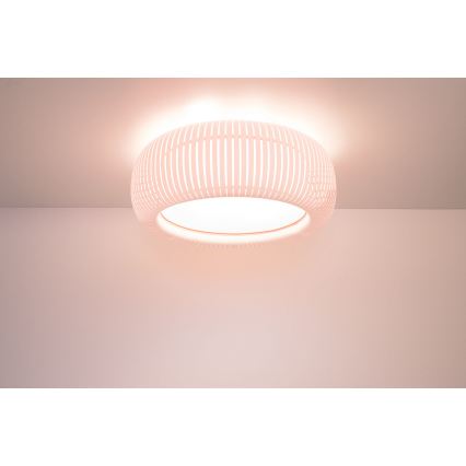 Plafonnier STRIPES 2xE27/40 W/230 V, Ø 55 cm, blanc/rose