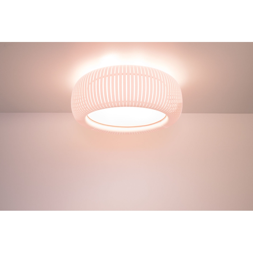 Plafonnier STRIPES 2xE27/40 W/230 V, Ø 55 cm, blanc/rose