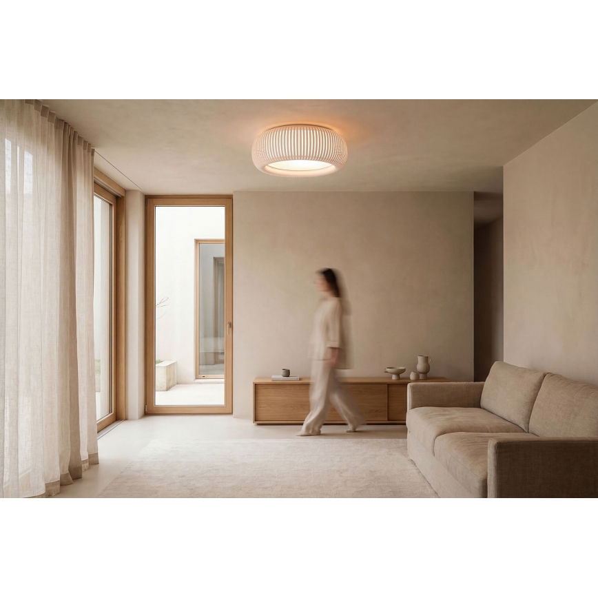 Plafonnier STRIPES 2xE27/40 W/230 V, Ø 55 cm, blanc/rose