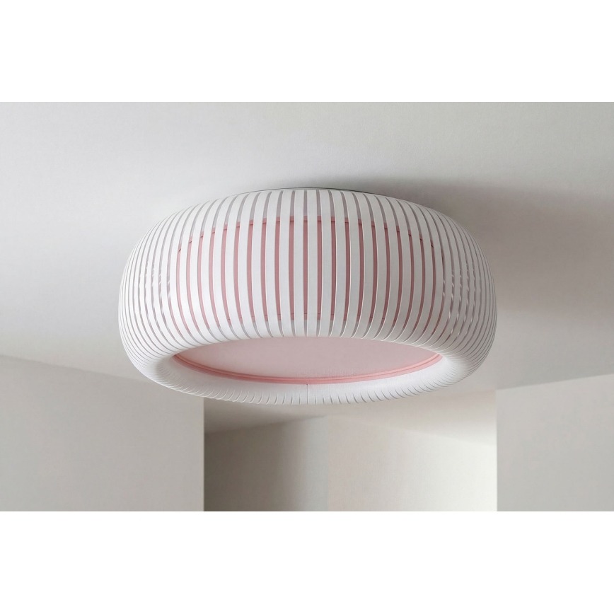 Plafonnier STRIPES 2xE27/40 W/230 V, Ø 55 cm, blanc/rose